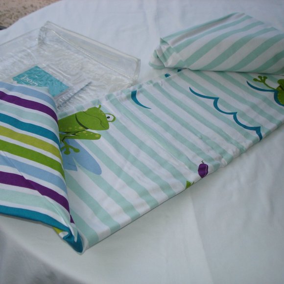 Peri Kids Cute Frog Shower Curtain 100% Cotton Fabric White Multi Color - Picture 4 of 12